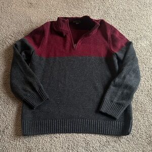 Sonoma Men's Maroon and Charcoal Zip-Up Sweater